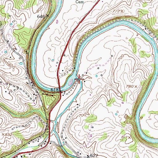 Topographic Map of Cassidy Creek, KY