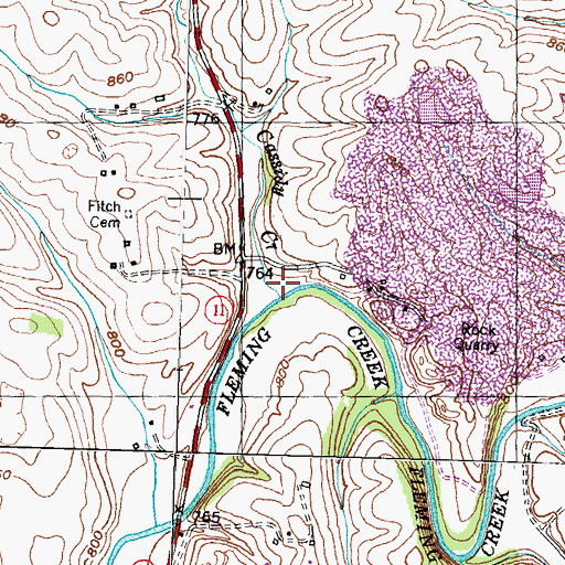 Topographic Map of Cassidy Creek, KY