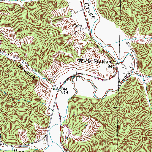 Topographic Map of Castle Branch, KY