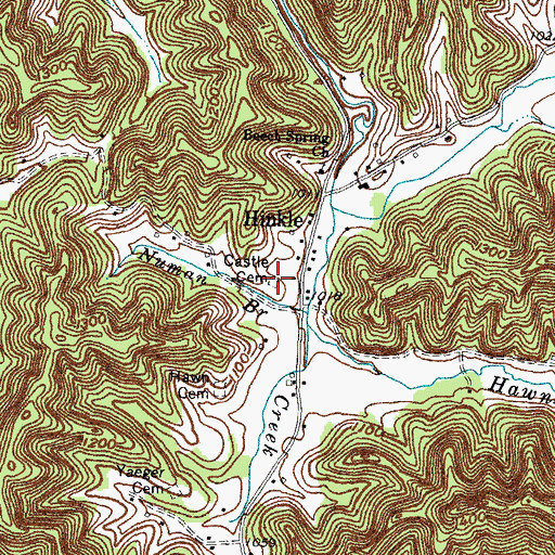 Topographic Map of Castle Cemetery, KY