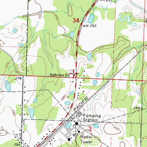 Topographic Map of Ephesus Church, AR