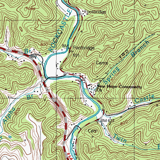 Topographic Map of Castle School, KY