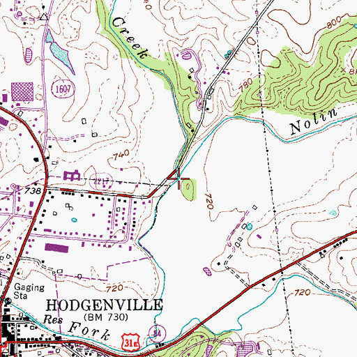 Topographic Map of Castleman Creek, KY