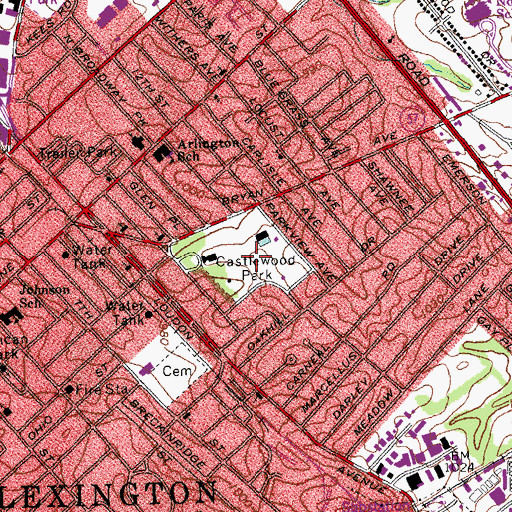 Topographic Map of Castlewood Park, KY