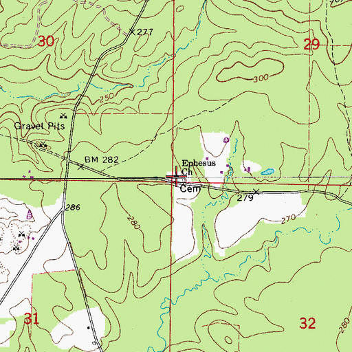 Topographic Map of Ephesus Church, AR