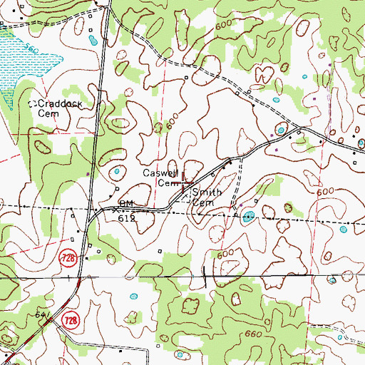 Topographic Map of Caswell Cemetery, KY