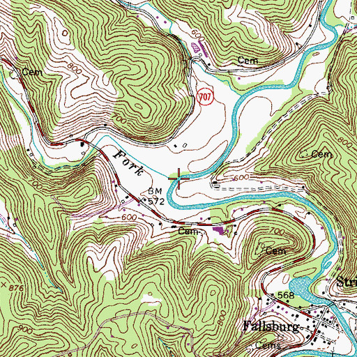 Topographic Map of Cat Fork, KY
