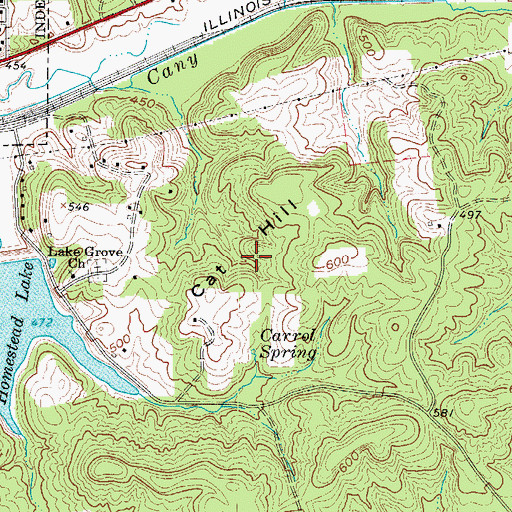 Topographic Map of Cat Hill, KY