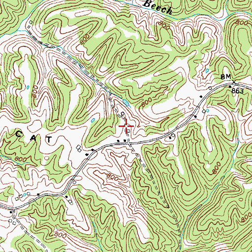 Topographic Map of Cat Ridge, KY