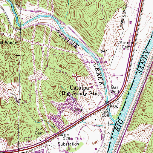 Topographic Map of Catalpa, KY