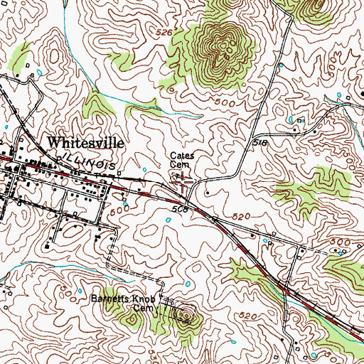 Topographic Map of Cates Cemetery, KY