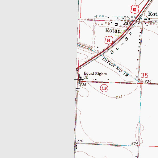 Topographic Map of Equal Rights Church, AR
