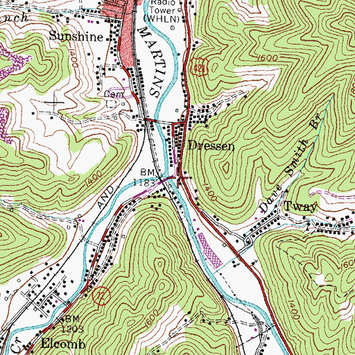 Topographic Map of Catron Creek, KY