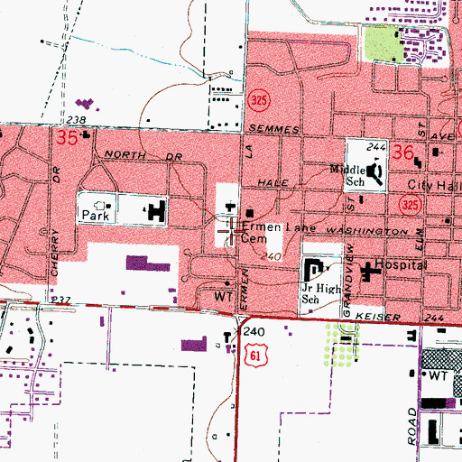 Topographic Map of Ermen Lane Cemetery, AR