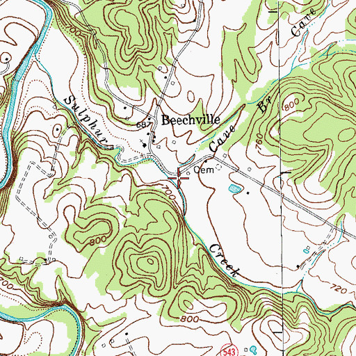 Topographic Map of Cave Branch, KY