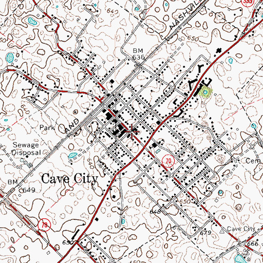 Topographic Map of Cave City, KY