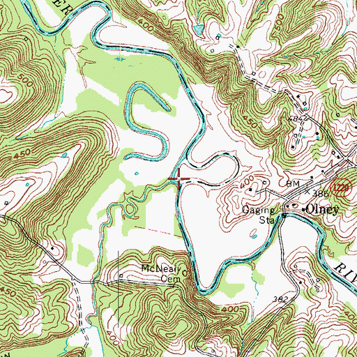 Topographic Map of Cave Creek, KY