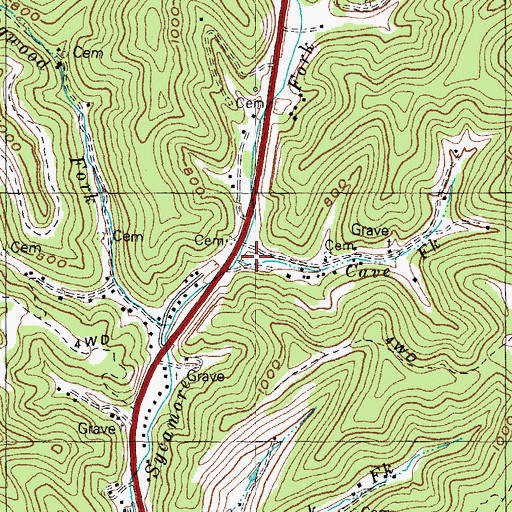 Topographic Map of Cave Fork, KY