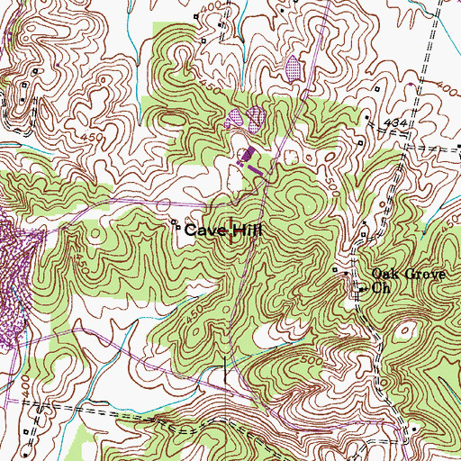 Topographic Map of Cave Hill, KY