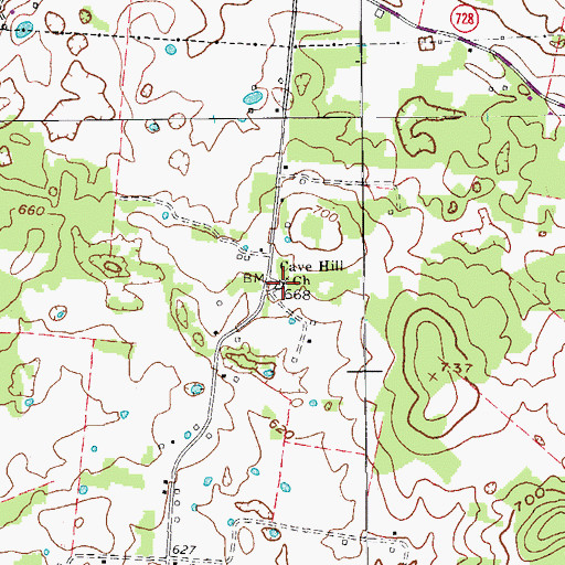 Topographic Map of Cave Hill Church, KY