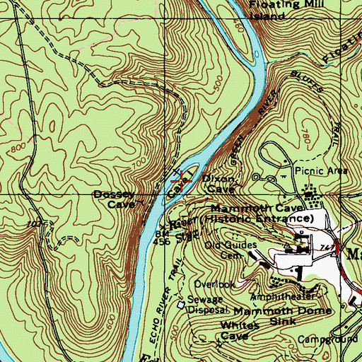 Topographic Map of Cave Island, KY