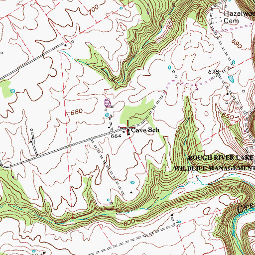 Topographic Map of Cave School, KY