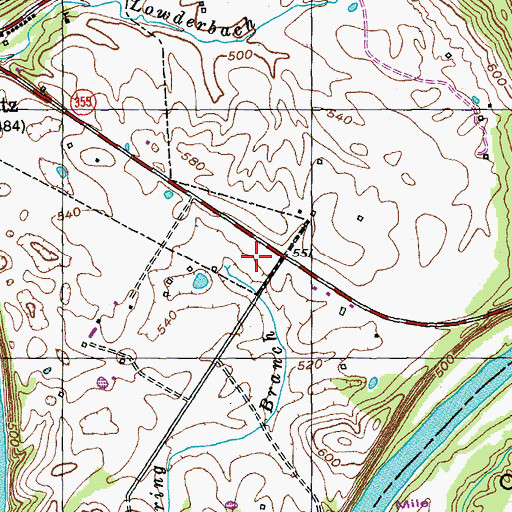 Topographic Map of Cave Spring Branch, KY