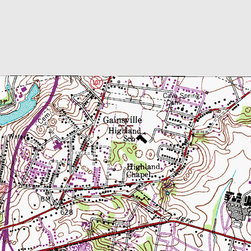 Topographic Map of Cave Spring Cemetery, KY