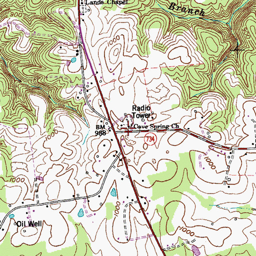 Topographic Map of Cave Spring Church, KY