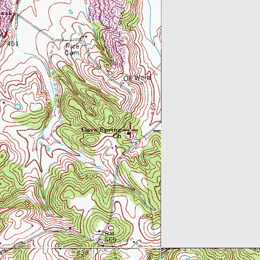 Topographic Map of Cave Spring Church, KY