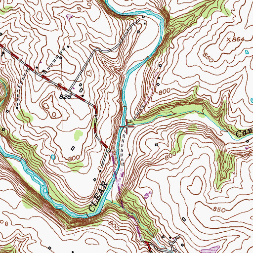 Topographic Map of Cave Spring Creek, KY