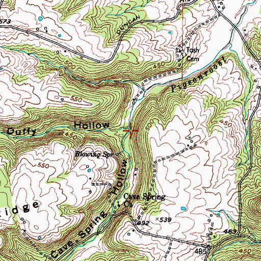 Topographic Map of Cave Spring Hollow, KY
