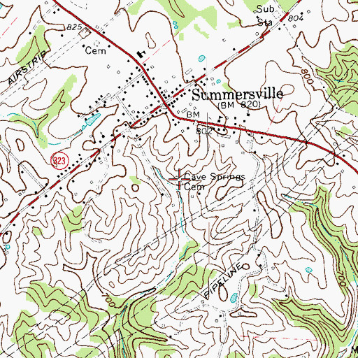 Topographic Map of Cave Springs Cemetery, KY
