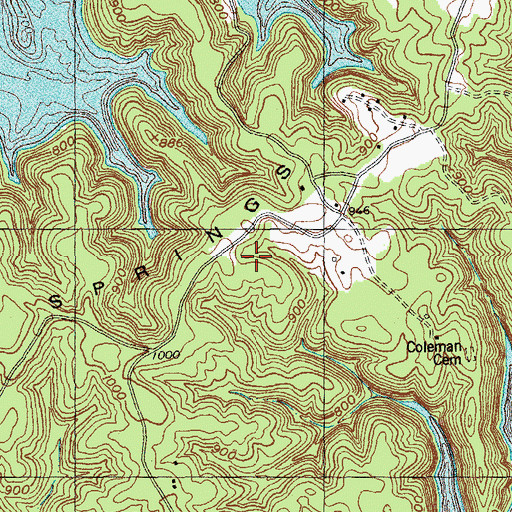 Topographic Map of Cave Springs Ridge, KY
