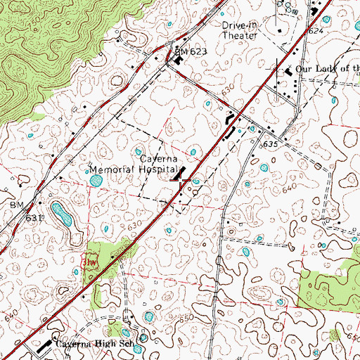 Topographic Map of Caverna Memorial Hospital, KY
