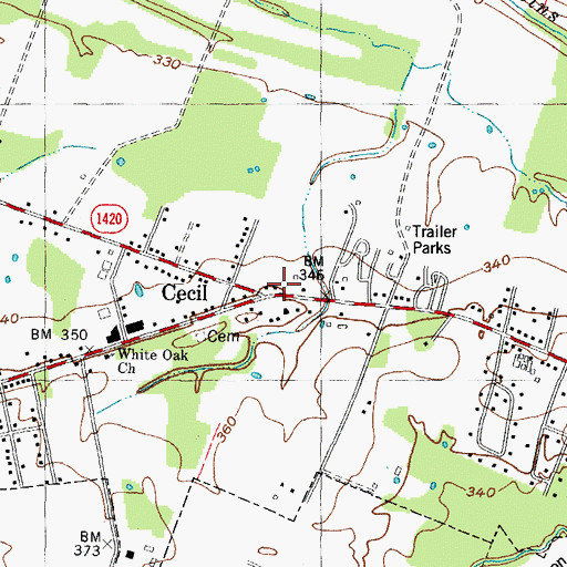Topographic Map of Cecil, KY