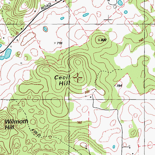 Topographic Map of Cecil Hill, KY