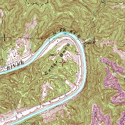 Topographic Map of Cedar Bend, KY