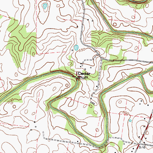 Topographic Map of Cedar Bluff, KY
