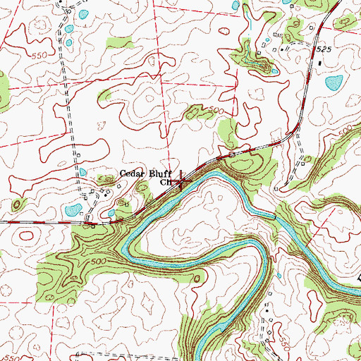 Topographic Map of Cedar Bluff Church, KY