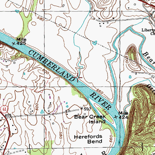 Topographic Map of Cedar Creek, KY