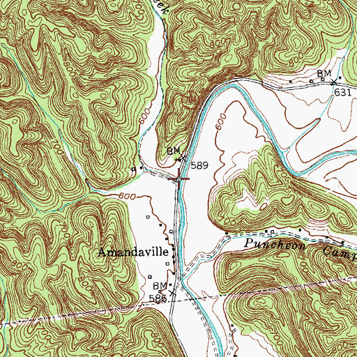 Topographic Map of Cedar Creek, KY