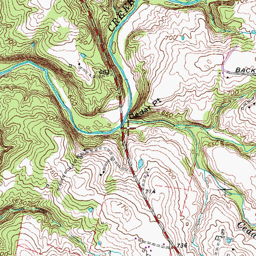 Topographic Map of Cedar Creek, KY