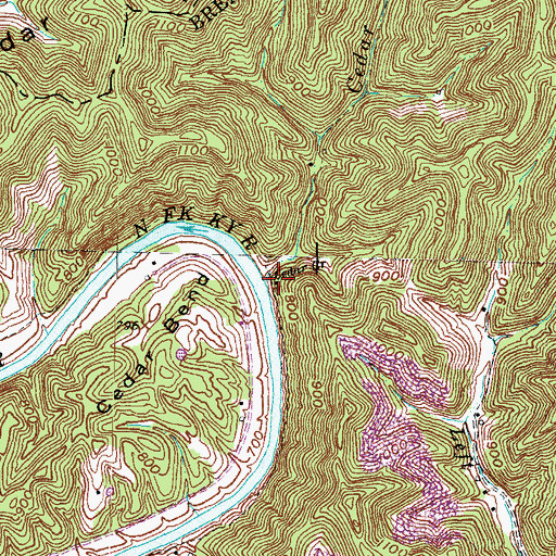 Topographic Map of Cedar Creek, KY
