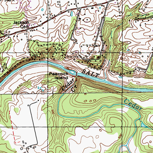 Topographic Map of Cedar Creek, KY
