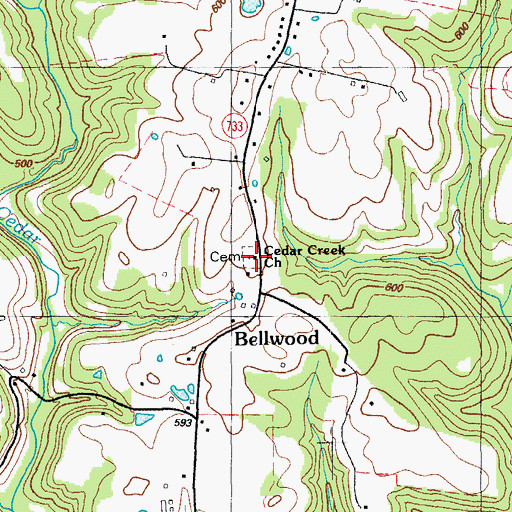 Topographic Map of Cedar Creek Baptist Church, KY