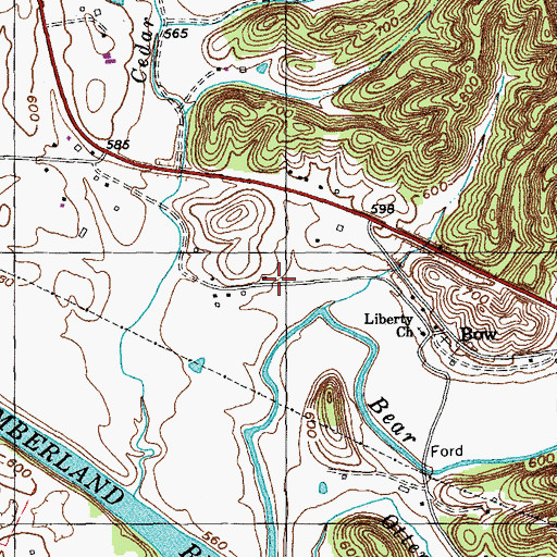 Topographic Map of Cedar Creek School, KY