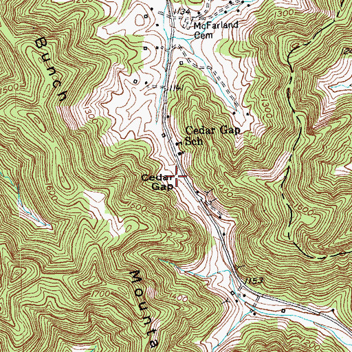 Topographic Map of Cedar Gap, KY