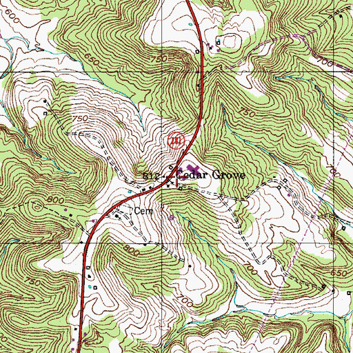 Topographic Map of Cedar Grove, KY