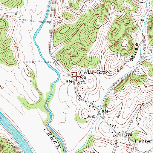 Topographic Map of Cedar Grove Church, KY